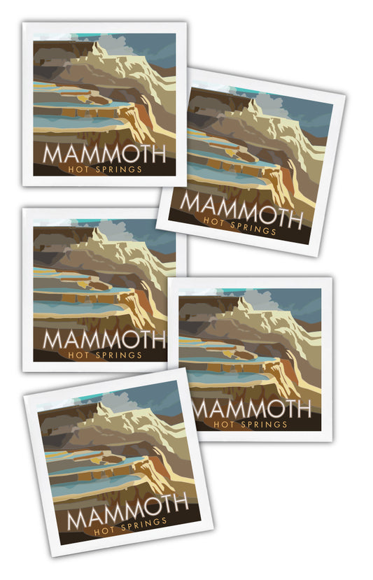 Mammoth Hot Springs, Yellowstone National Park, Wyoming - 4.25" x 4.25" Ceramic Coaster