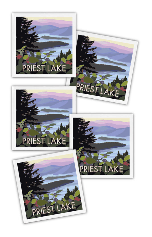 Priest Lake, Idaho - 4.25" x 4.25" Ceramic Coaster