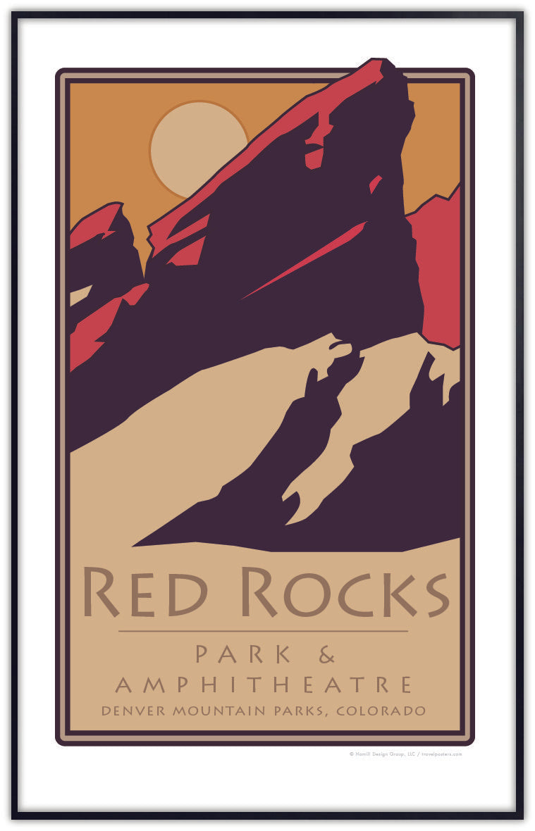 Red Rocks Moon Poster