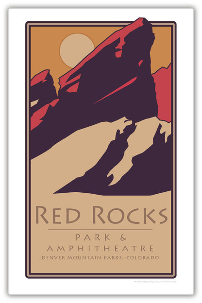 Red Rocks 1 (moon), Colorado - Poster