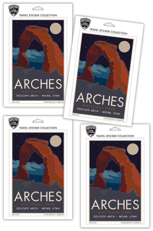 Arches National Park, Delicate Arch at Night, Utah - 4 x 6 Sticker