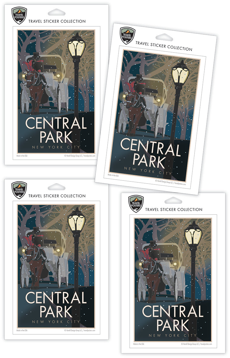 Central Park (Winter Carriage), New York City - 4" x 6" Sticker