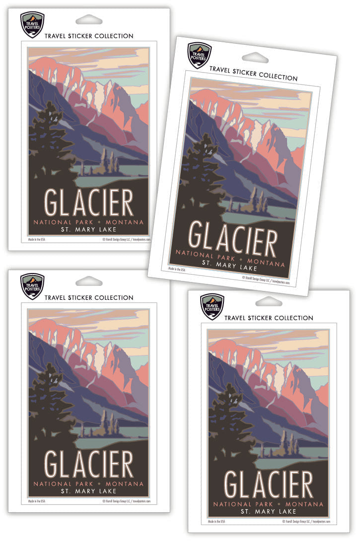 Glacier National Park (St. Mary's Lake), Montana - 4" x 6" Sticker