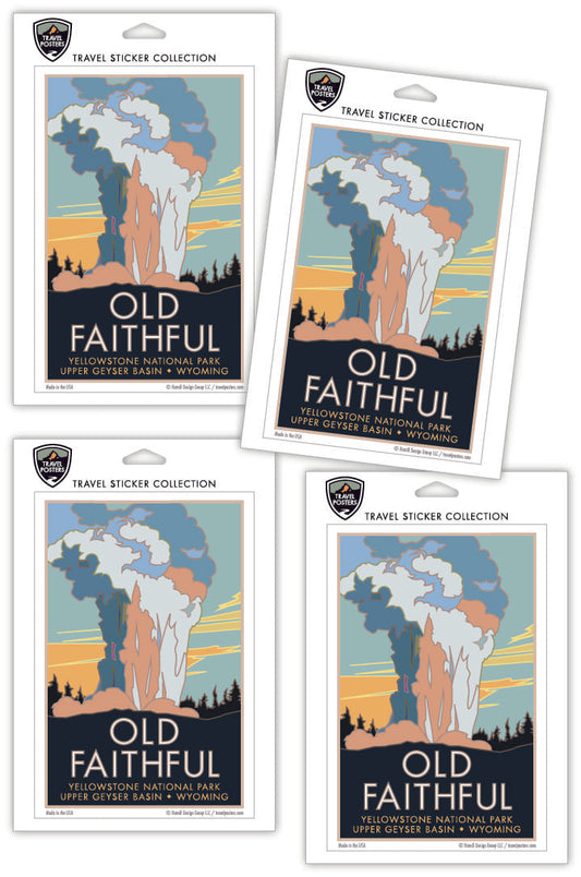 Old Faithful, Yellowstone National Park, Wyoming - 4" x 6" Sticker