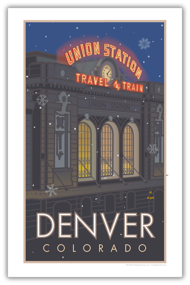 Union Station 1  (Snowflakes), Denver, Colorado - Poster